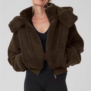 Alo Yoga Foxy Sherpa Hooded Jacket Brown L